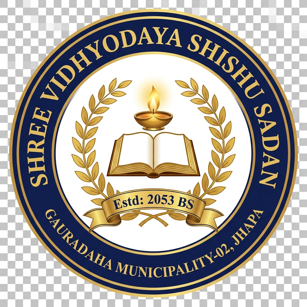 Shree Vidhyodaya Shishu Sadan emblem, Estd: 2053 BS